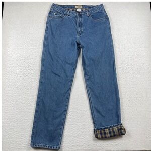 L.L. Bean Flannel Lined Jeans Mens 35x32 Blue Classic Fit Denim Gorpcore Casual